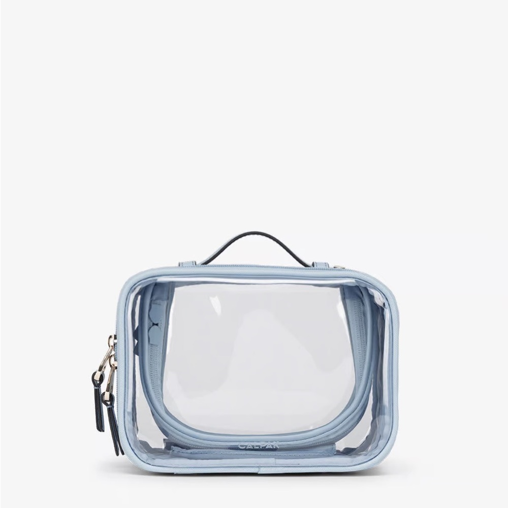 Calpak Sky Blue Small Clear Cosmetics Bag